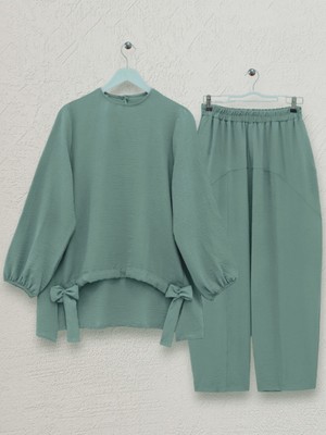 Modamorfo Önden Büzmeli Şalvar Pantolon Ayrobin Salaş Takım -Çağla Y.