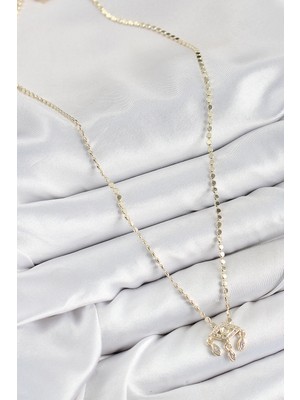 Senka Mey Ithalat® Pirinç Zirkon Taşlı Sallantılı Göz Model Ezme Zincir Gold Renk Kadın Kolye