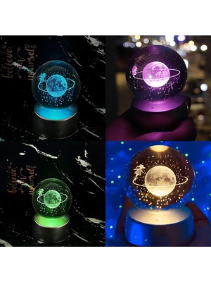 PremiumPort Gezgin Kız Temalı Kristal Cam Kar Küresi, 3D Renk Değiştiren LED Işık