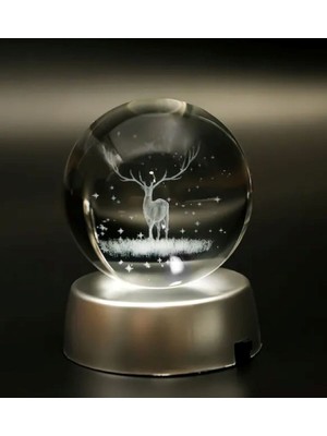 PremiumPort 3D Geyik Tasarımlı Cam Küre, Renkli Dekoratif Ev Süslüğü
