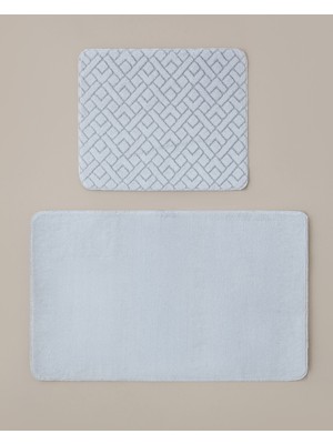 English Home Gridline Kaydırmaz Taban Banyo Paspası Seti 60X100 cm + 50X60 cm Gri