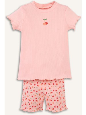 DeFacto Desenli Fitilli Kaşkorse 2'li Takım Kız Bebek H5483A526SM