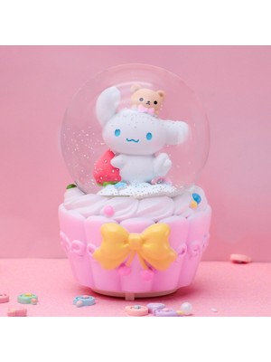 PremiumPort Pembe Cinnamoroll Kar Küresi Işıklı ve Müzikli, Orta Boy 12X8
