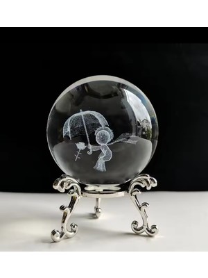 PremiumPort 3D Küçük Prens Kristal Cam Kar Küresi Metal Stand Dekorasyon