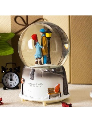 PremiumPort Kişiye Özel Işıklı Müzikli Aşk Kar Küresi, Eşsiz Hediye