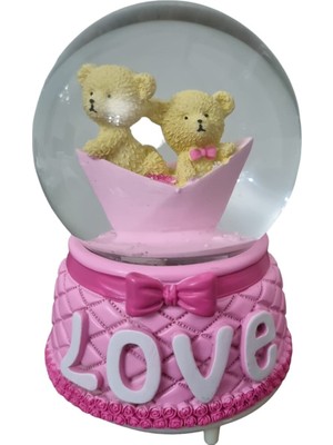 PremiumPort Şirin Aşık Ayıcıklar Püskürtmeli Işıklı Müzikli Cam Kar Küresi
