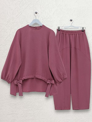 Modamorfo Önden Büzmeli Şalvar Pantolon Ayrobin Salaş Takım -G.kurusu