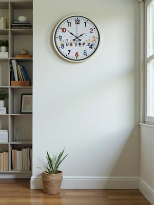 Senka Mey Ithalat® 36 cm Krem Çocuk Odası Duvar Saati