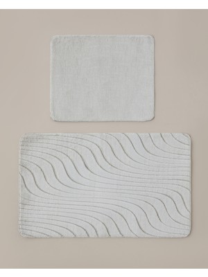 English Home Curveline Kaydırmaz Taban Banyo Paspası Seti 60X100 cm + 50X60 cm Bej