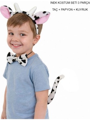 Senka Mey Ithalat® Inek Kostüm Aksesuar Seti 3 Lü - Taç Papyon Kuyruk