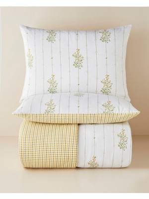 English Home Delicate Bloss Pamuklu Çift Kişilik Nevresim Seti 200x220 cm Sarı-Yeşil