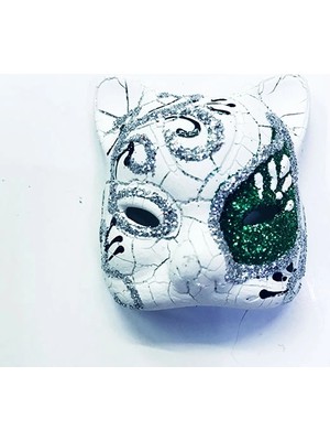 Senka Mey Ithalat® Yeşil Renk Işlemeli Seramik Malzemeden Imal Venedik Kedi Model Magnet