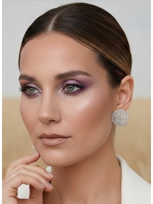 Eva Takı Store Yuvarlak Model Abiye Gümüş Renkli Küpe