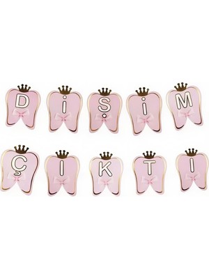 Deha Parti Kağıt Banner Dişim Çıktı Pembe Varaklı Diş Buğdayı