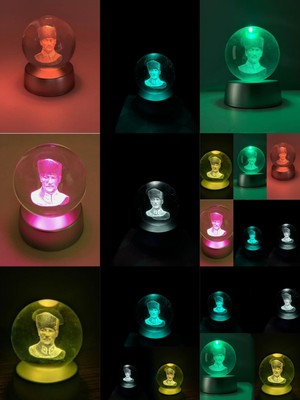 PremiumPort Atatürk Temalı 3D Kristal Cam Kar Küresi Pilli LED Işıklı Dekorasyon