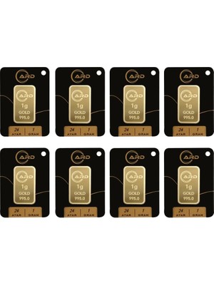 Gekas Kuyumculuk Ard 1 gr 24 Ayar Külçe Altın 8 Adet