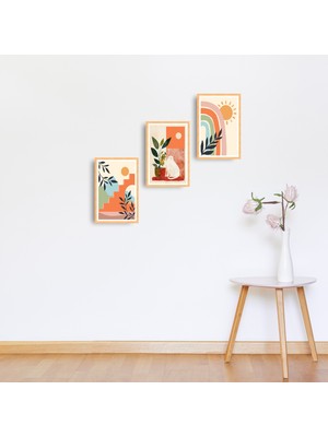 TASARIM ŞEYLER Matisse Tarzı Botanik ve Yapraklar - 3 Parça Sanatsal Poster Seti