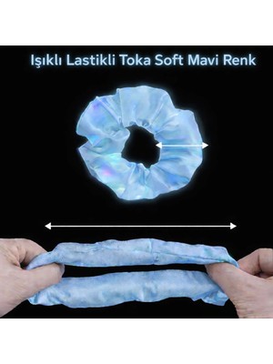 Senka Mey Ithalat® Soft Mavi Renk LED Işıklı Lastikli Saç Tokası - 3 Modlu Festival &amp; Parti Saç Tokas