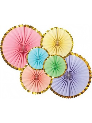 Deha Parti Kağıt Yelpaze Varaklı Karışık Set 6 Parça Doğum Günü Süsleri