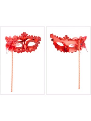 Senka Mey Ithalat® Kırmızı Işıltılı Tutmalı Fotoğraf Çekimi Maskesi 18X29 cm