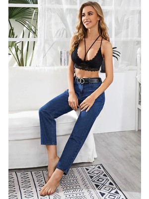 Pileli Store Kadın Siyah Dantel Büstiyer