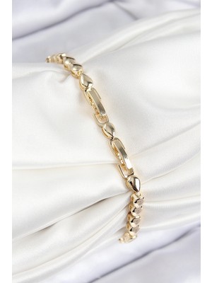 Senka Mey Ithalat® Vip Pirinç Zirkon Taşlı Sıralı Damla Model Gold Renk Kadın Bileklik