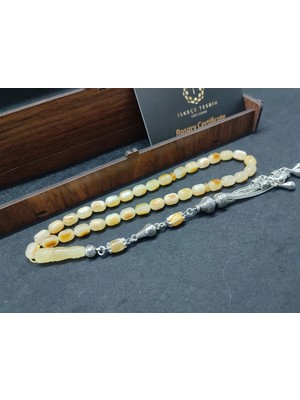 İskeçe Tesbih Ahşap Kutulu  6.25 Gr. Gümüş Püsküllü 13.75 Gr. Rus Kaya Damla