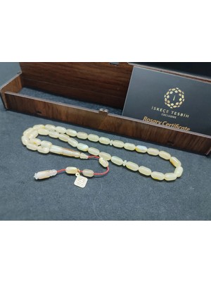 İskeçe Tesbih Ahşap Kutulu Iskeçeli̇ Cemi̇l Usta Esri̇ 9.50 Gr. Rus Kaya Damla