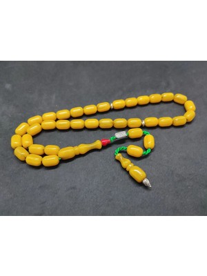 İskeçe Tesbih Zeyzun Usta Eseri̇ Di̇k Damar (Imza Çi̇vi̇ Ara Pulları Gümüş) Sıkma Kehri̇bar