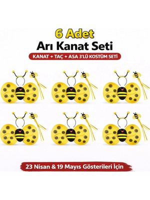 Senka Mey Ithalat® 6&amp;#39;lı Arı Kostüm Seti – Kanat Taç Asa