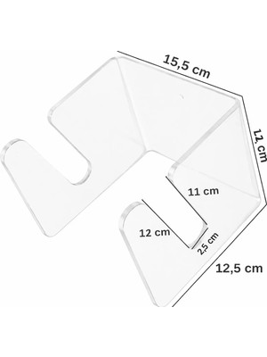Omilife Şeffaf Pleksi Kaykay Rafı Duvar Tipi Kaykay Askı Aparatı Dekoratif Kaykay Standı 15.5 cm