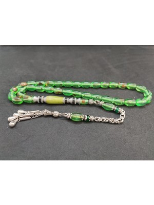 İskeçe Tesbih 475 Ayar Gümüş Püskül 475 Ayar Gümüş Nakkaş Ateş-I Kehribar Sertifikalı 9605