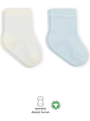 Senka Mey Ithalat® Puan Derby Penye Soket Çorap 2'li BS10103 Mavi Ekru