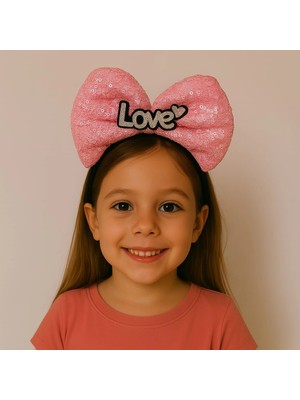 Senka Mey Ithalat® LED Işıklı Love Yazılı Fuşya Fiyonk Taç – Kız Çocuk Parti Tacı