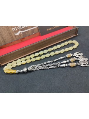 İskeçe Tesbih Ahşap Kutulu 475 Ayar Gümüş Püsküllü Kali̇ngrad Kaya Damla 10.47 Gr.