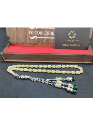 İskeçe Tesbih Ahşap Kutulu 475 Ayar Gümüş Püsküllü Kali̇ngrad Kaya Damla 9.21 Gr.