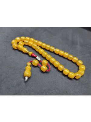 İskeçe Tesbih Zeyzun Usta Eseri̇ (Imza Çi̇vi̇ Ara Pulları Gümüş) Sıkma Kehri̇bar