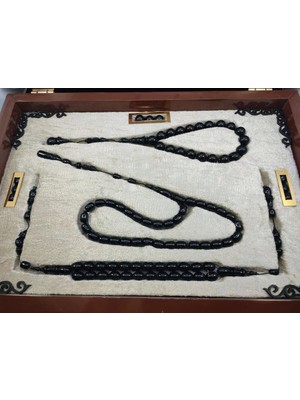 İskeçe Tesbih Abdullah Günay Usta Eseri̇ Cevi̇z Ağacı Gömme Kutulu 3'lü Has Erzurum Oltu Seti̇