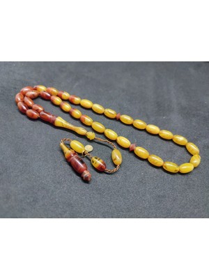 İskeçe Tesbih Ayhan Turan Usta Eseri̇ Ful Hare Ful Damar Eski̇ 0.6 mm Deli̇m Sıkma Kehri̇bar