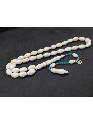 İskeçe Tesbih Hali̇l Hi̇lmi̇ Usta Eseri̇ Full Kalem Oymai̇ri̇ Boy  Deve Kemi̇ği̇