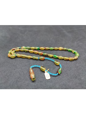 İskeçe Tesbih Uğur Şener Usta Eseri Bilek Boy (Küçük Boy) Ateş-I Kehribar Sertifikalı 9598