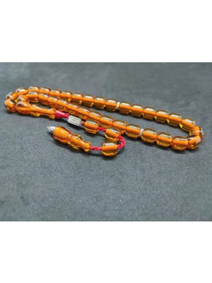 İskeçe Tesbih Zeyzun Usta Eseri̇ (Imza Çi̇vi̇ Ara Pulları Gümüş) Ateş-I Kehri̇bar