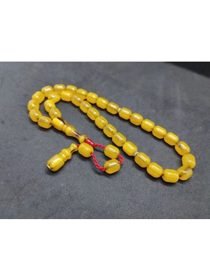 İskeçe Tesbih Zeyzun Usta Eseri̇ (Imza Çi̇vi̇ Ara Pulları Gümüş) Sıkma Kehri̇bar