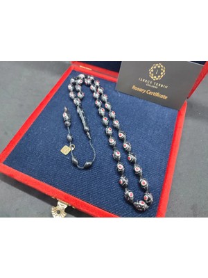 İskeçe Tesbih Vıp Kutulu Hali̇l Hi̇lmi̇ Usta Eseri̇ 925 Ayar Gümüş Çakımlı Mi̇ne Işlemeli̇ Kuka