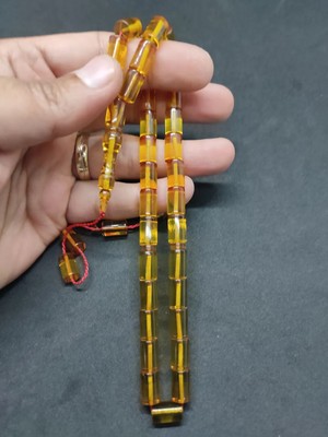 İskeçe Tesbih Erhan Turan Usta Eseri̇ 0.6 Şeffaf Deli̇m Çi̇ft Kat Ci̇lalı Ok Gi̇bi̇ Ateş-I Kehri̇bar