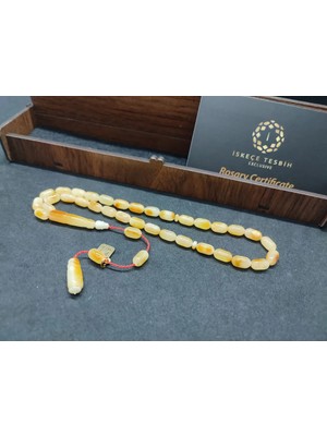 İskeçe Tesbih Ahşap Kutulu Iskeçeli̇ Cemi̇l Usta Esri̇   8.50 Gr. Rus Kaya Damla