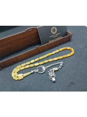 İskeçe Tesbih 475 Ayar Gümüş Püsküllü Litvanya Kaya Damla 11.14 Gr. Sertifikalı 9485