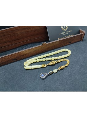 İskeçe Tesbih 475 Ayar Gümüş Püsküllü 4 Parmak(Küçük Boy)Kalingrad White Amber 5.8 Gr.sertifikalı 9617