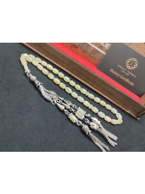 İskeçe Tesbih Ahşap Kutulu 475 Ayar Gümüş Püsküllü Kali̇ngrad Kaya Damla 9.11 Gr.