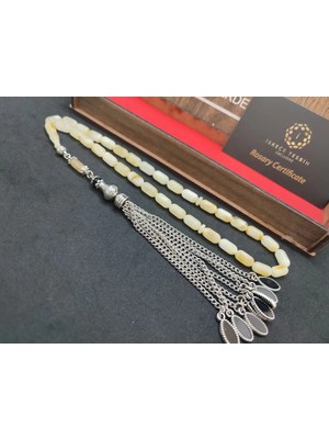 İskeçe Tesbih Ahşap Kutulu 475 Ayar Gümüş Püsküllü Kali̇ngrad Kaya Damla 12.20 Gr.